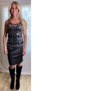 Calvin Klein Tank Top, Black with Silver sequins, size Small